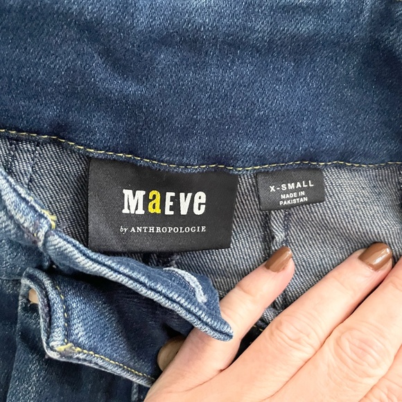 Anthropologie x Maeve Denim Pencil Skirt Dark Wash Pockets Cotton Stretch Sz XS - Picture 9 of 10